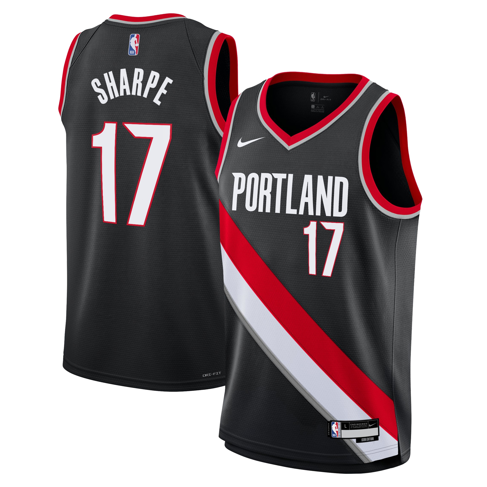 Camiseta Icon Swingman de los Portland Trail Blazers Negro Shaedon Sharpe NBA Jersey Men's
