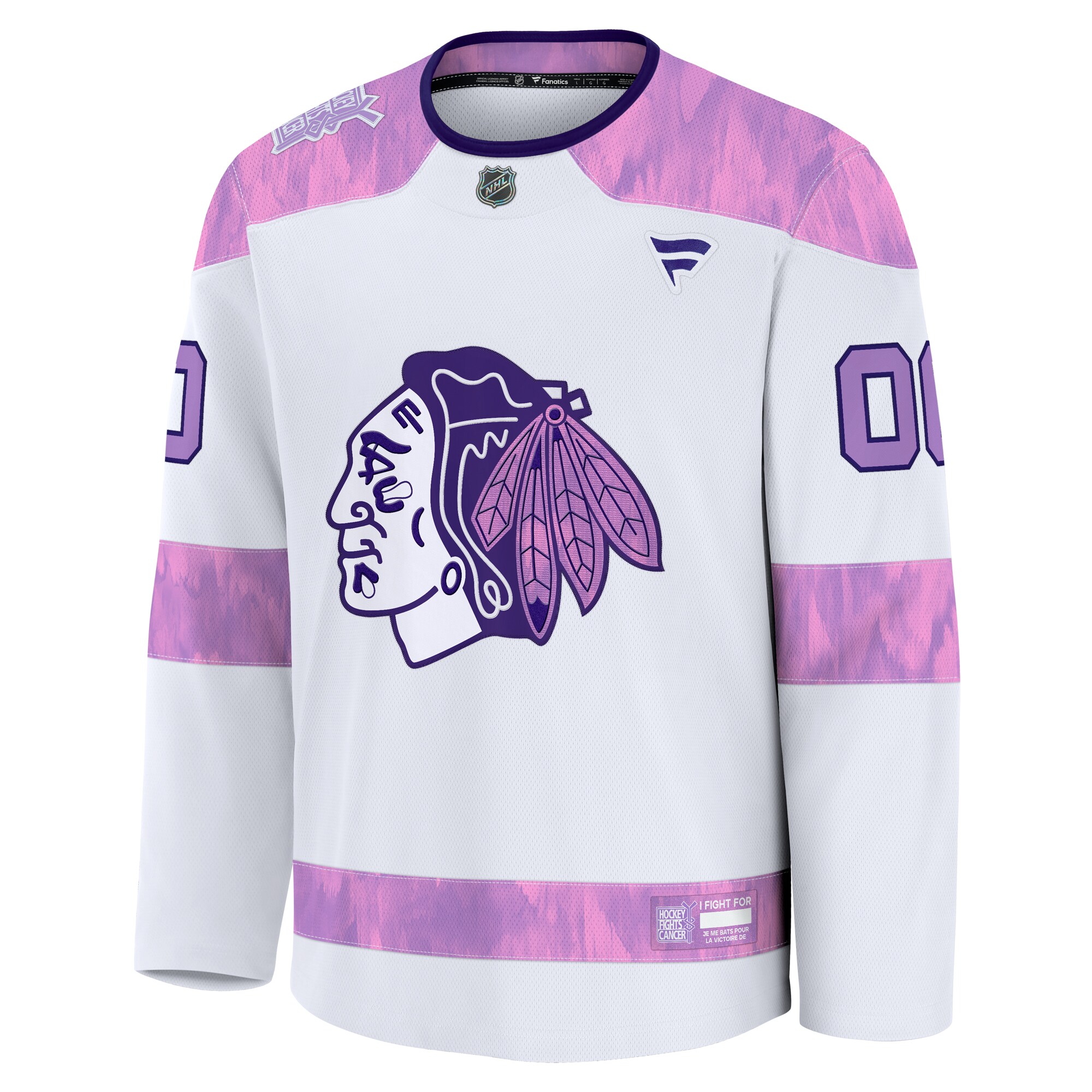 Chicago Blackhawks White 2024 Fights Cancer Custom Practice NHL Jersey Men's