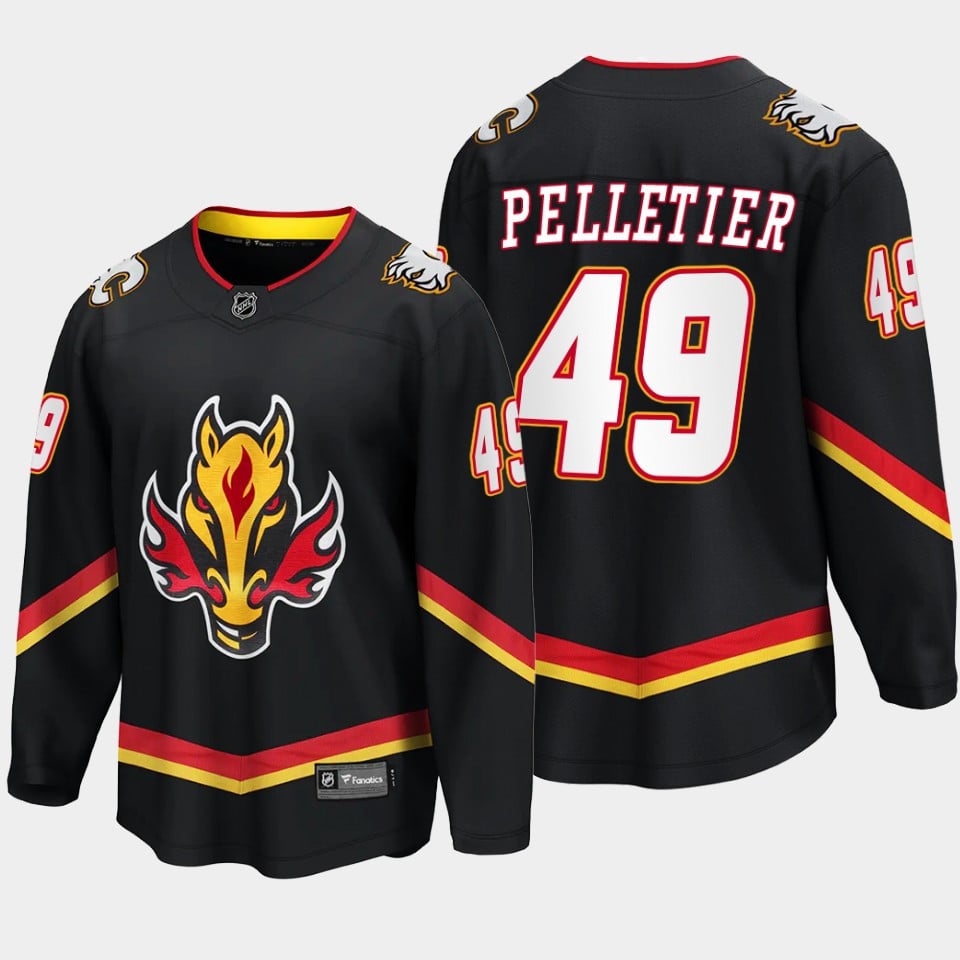Calgary Flames Jakob Pelletier 49 Alternate Black Breakaway Player NHL Jersey Men's