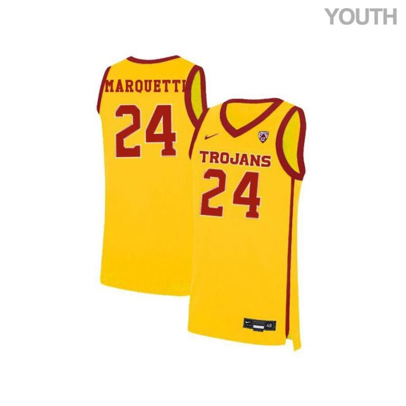 24 Malik Marquetti Yellow Elite USC Trojans NCAA Jersey Youth