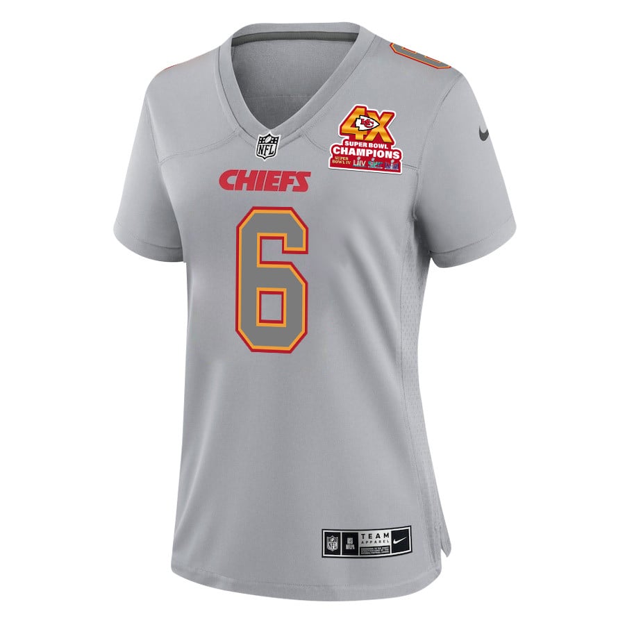 Bryan Cook 6 Kansas City Chiefs Super Bowl LVIII Champions 4X Atmosphere Fashion Game Gray NFL Jersey Women's
