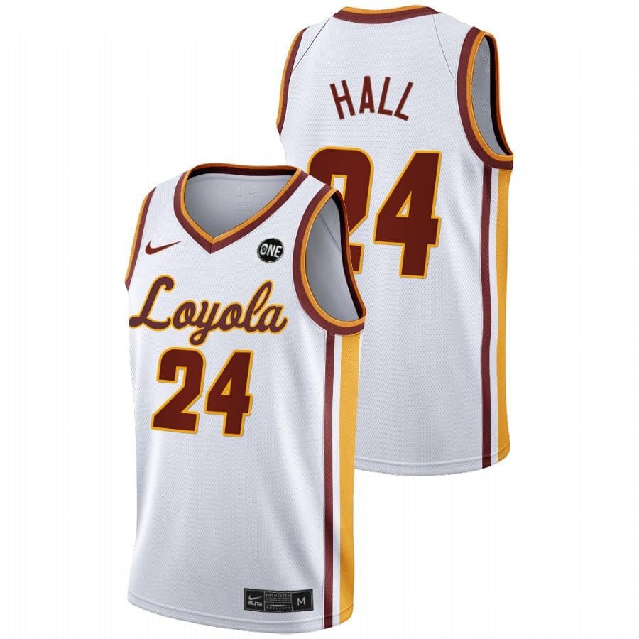 Tate Hall 2 White Loyola Ramblers 2022 College MVC Championship NCAA Jersey Men's