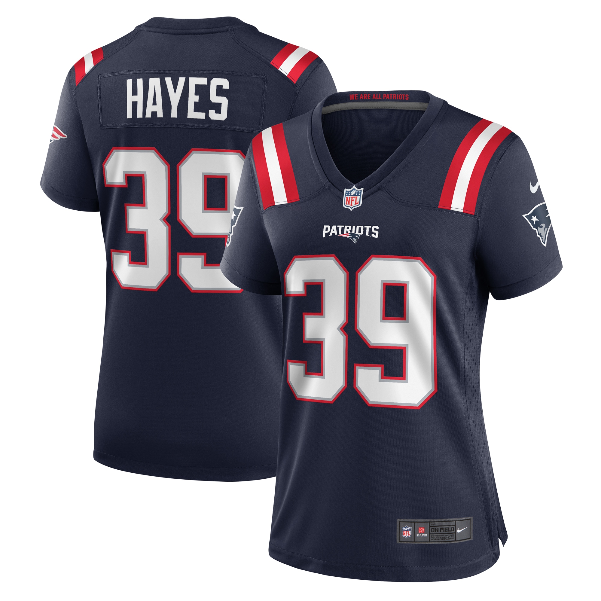 New England Patriots Tae Hayes Navy Home Game Player NFL Jersey Women's