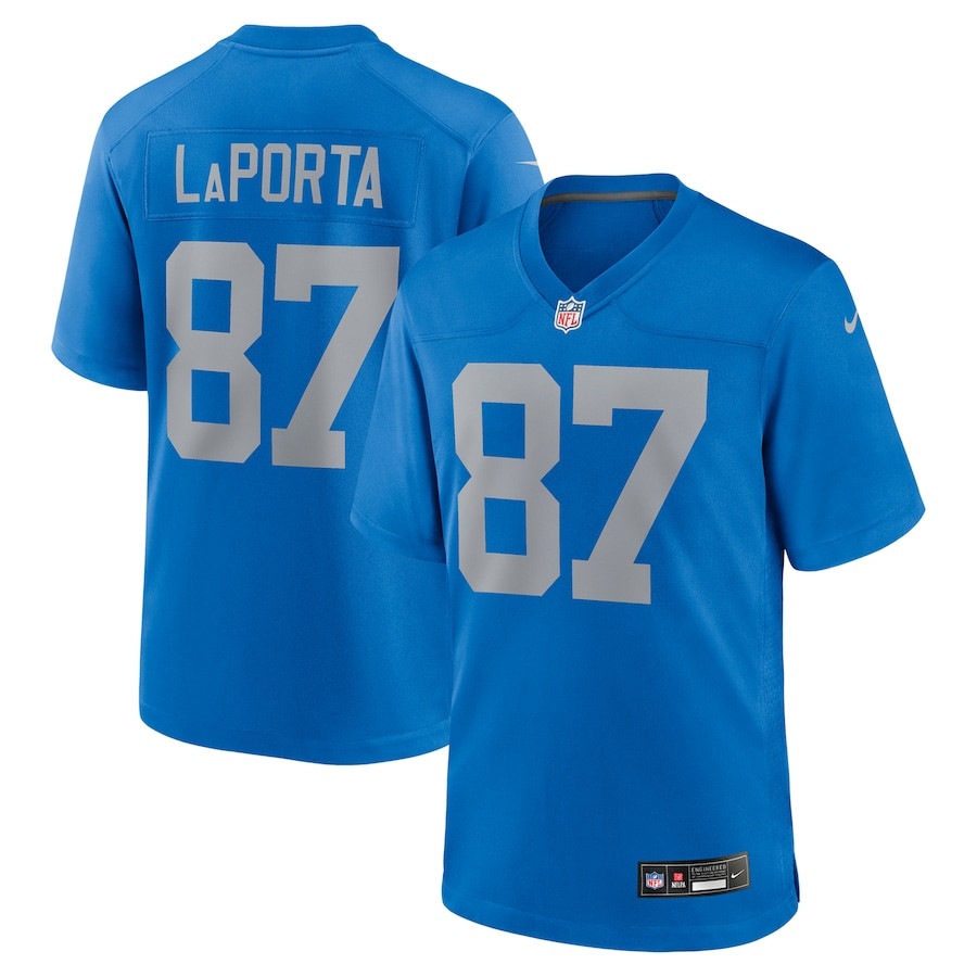 Sam LaPorta 87 Detroit Lions Alternate Game Blue NFL Jersey Men's
