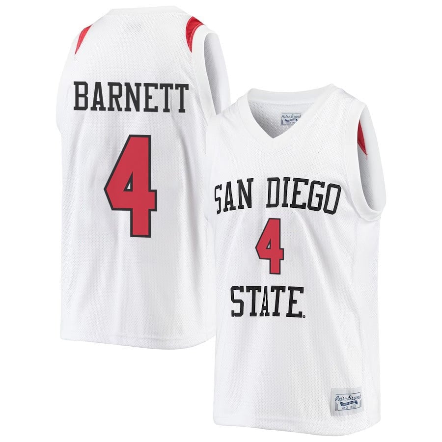 Jared Barnett 4 San Diego State Aztecs 2023- Me White NCAA Jersey Men's
