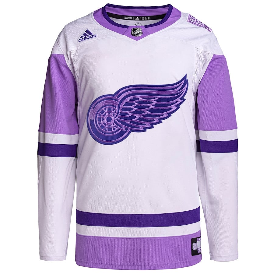 Detroit Red Wings Fights Cancer Primegreen White/Purple NHL Jersey Men's