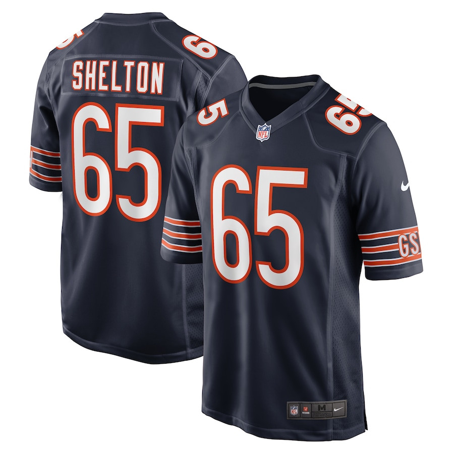 Coleman Shelton 65 Chicago Bears Game Navy NFL Jersey Men's