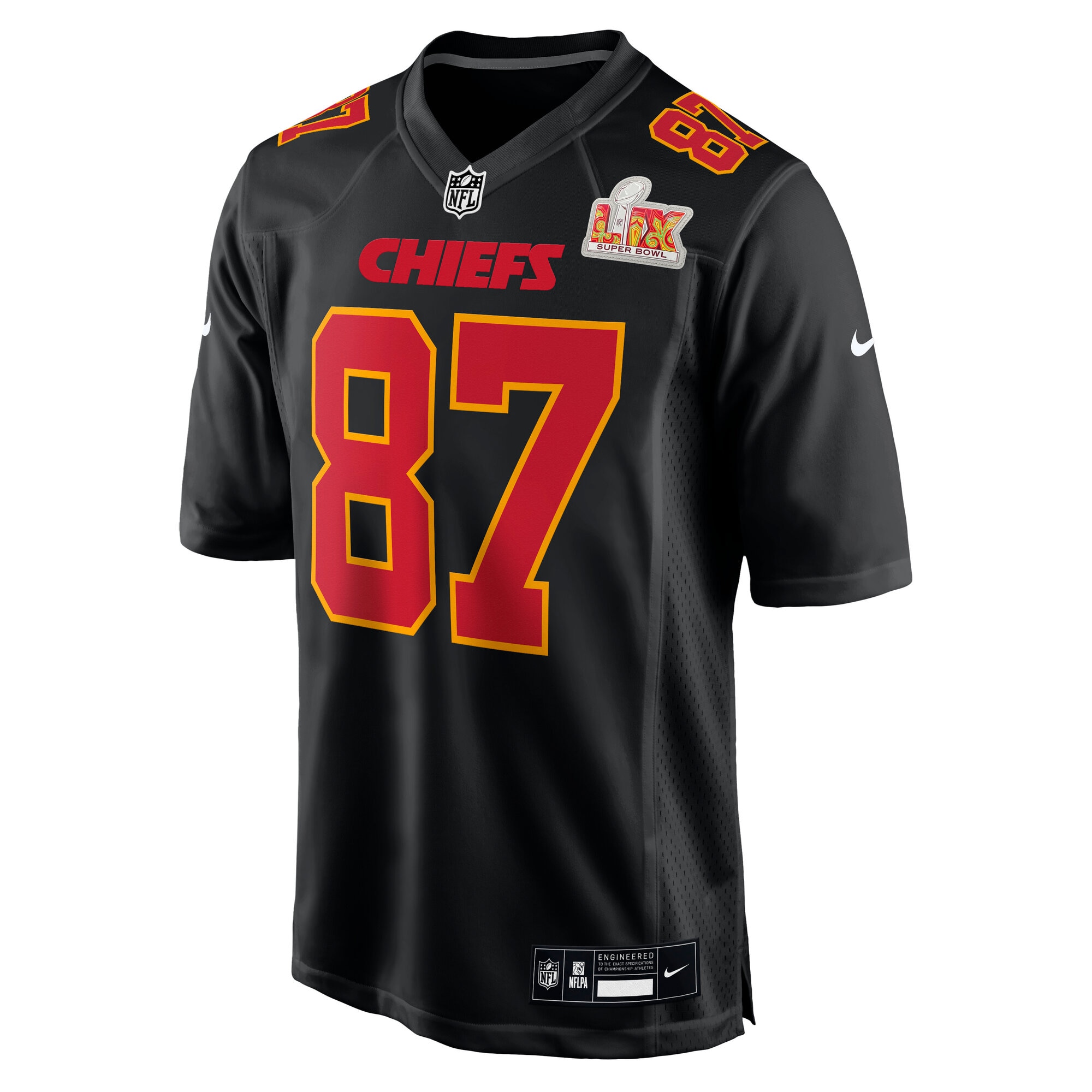 Kansas City Chiefs Travis Kelce Carbon Black Super Bowl LIX Fashion Game NFL Jersey Men's