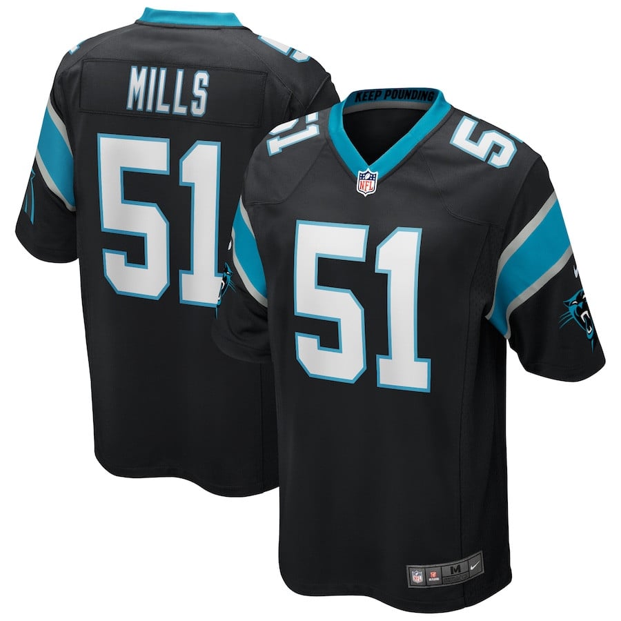 Sam Mills 51 Carolina Panthers Game Retired Black NFL Jersey Men's
