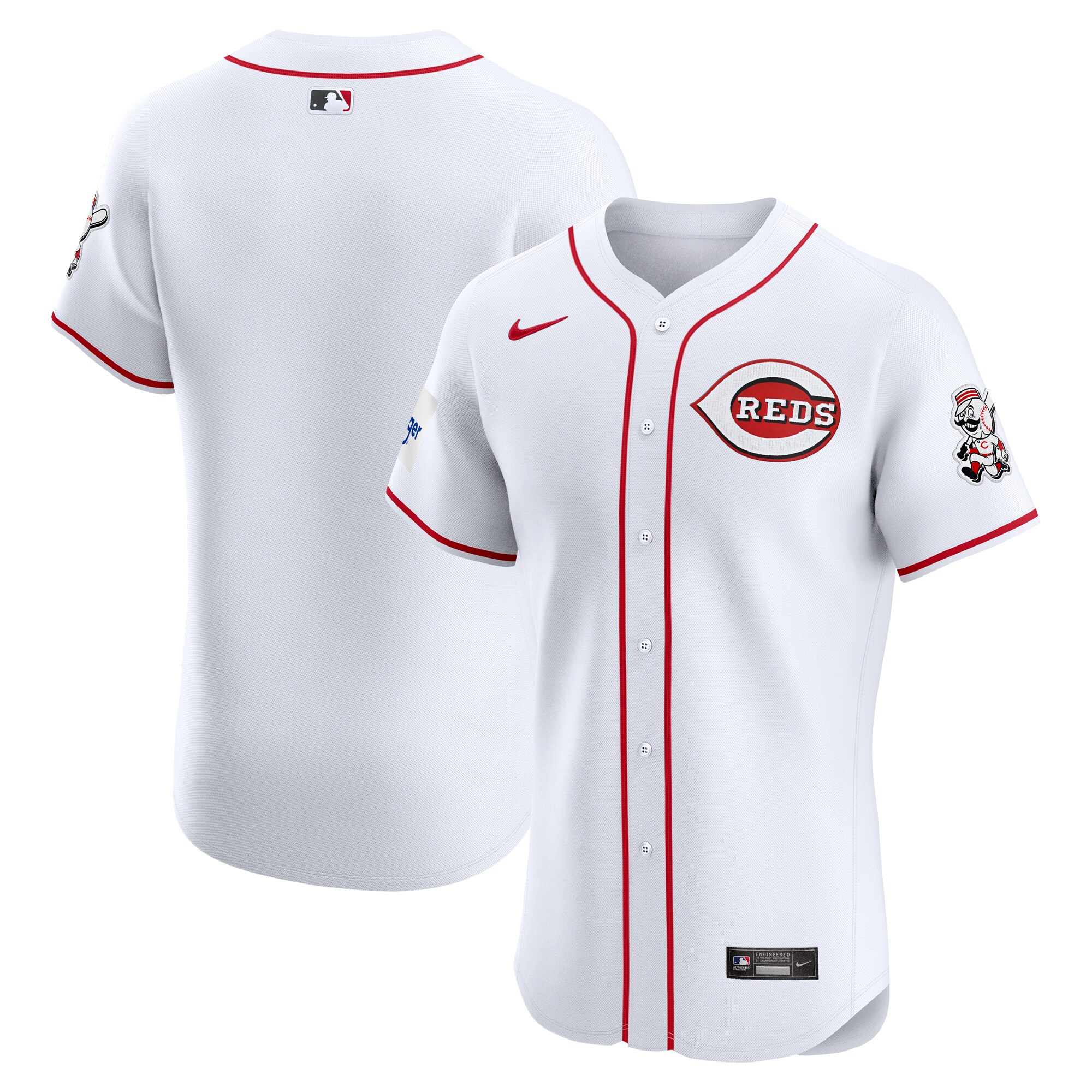 Cincinnati Reds White Home Elite Patch MLB Jersey Men's