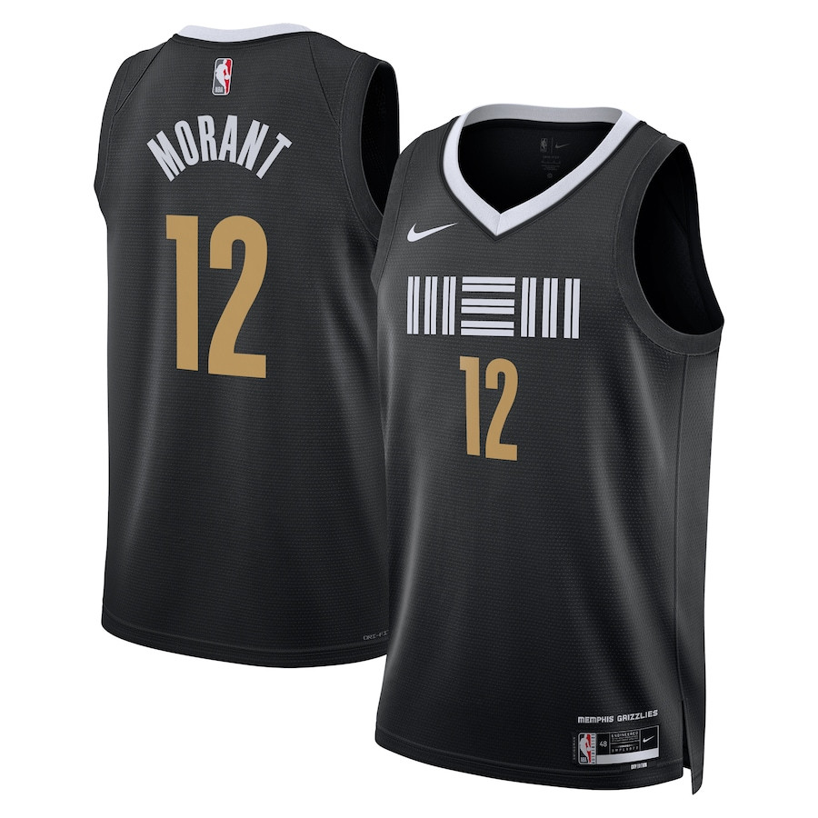 Ja Morant 12 Memphis Grizzlies 2023/24 City Edition Swingman Black NBA Jersey Men's