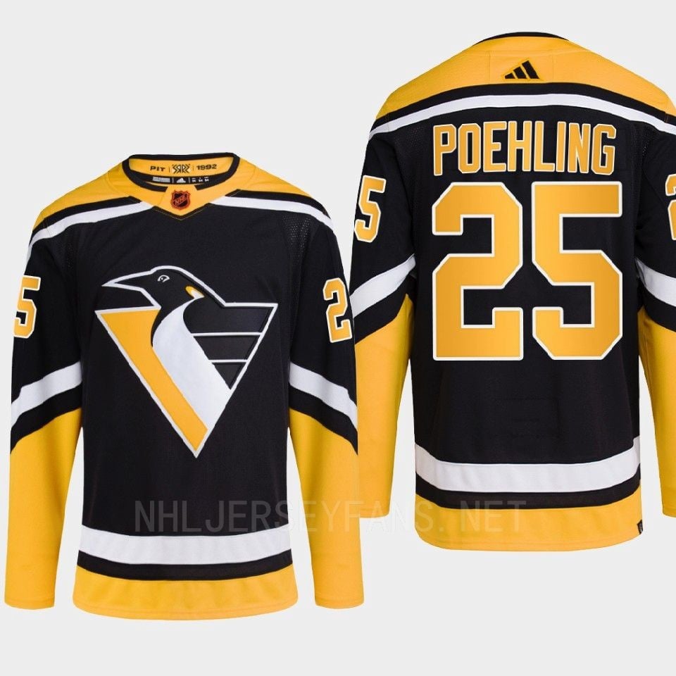 Pittsburgh Penguins 2022 Reverse Retro 2.0 Ryan Poehling 25 Black Primegreen NHL Jersey Men's