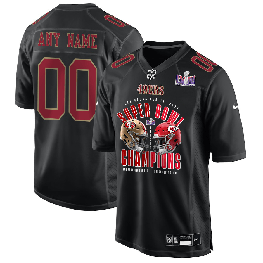 San Francisco 49ers vs. Kansas City Chiefs Super Bowl LVIII Matchup Fashion Game Custom Carbon Black NFL Jersey Men's