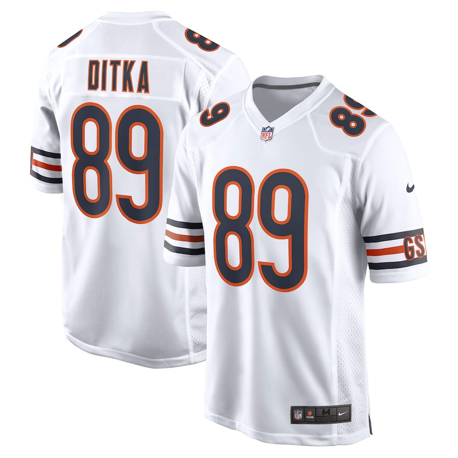 Mike Ditka 89 Chicago Bears Retired Game White NFL Jersey Men's