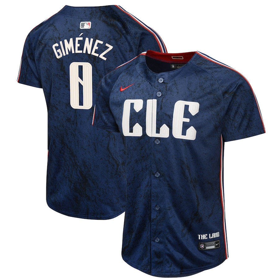 Andres Gimenez 0 Cleveland Guardians 2024 City Connect Limited Navy MLB Jersey Youth