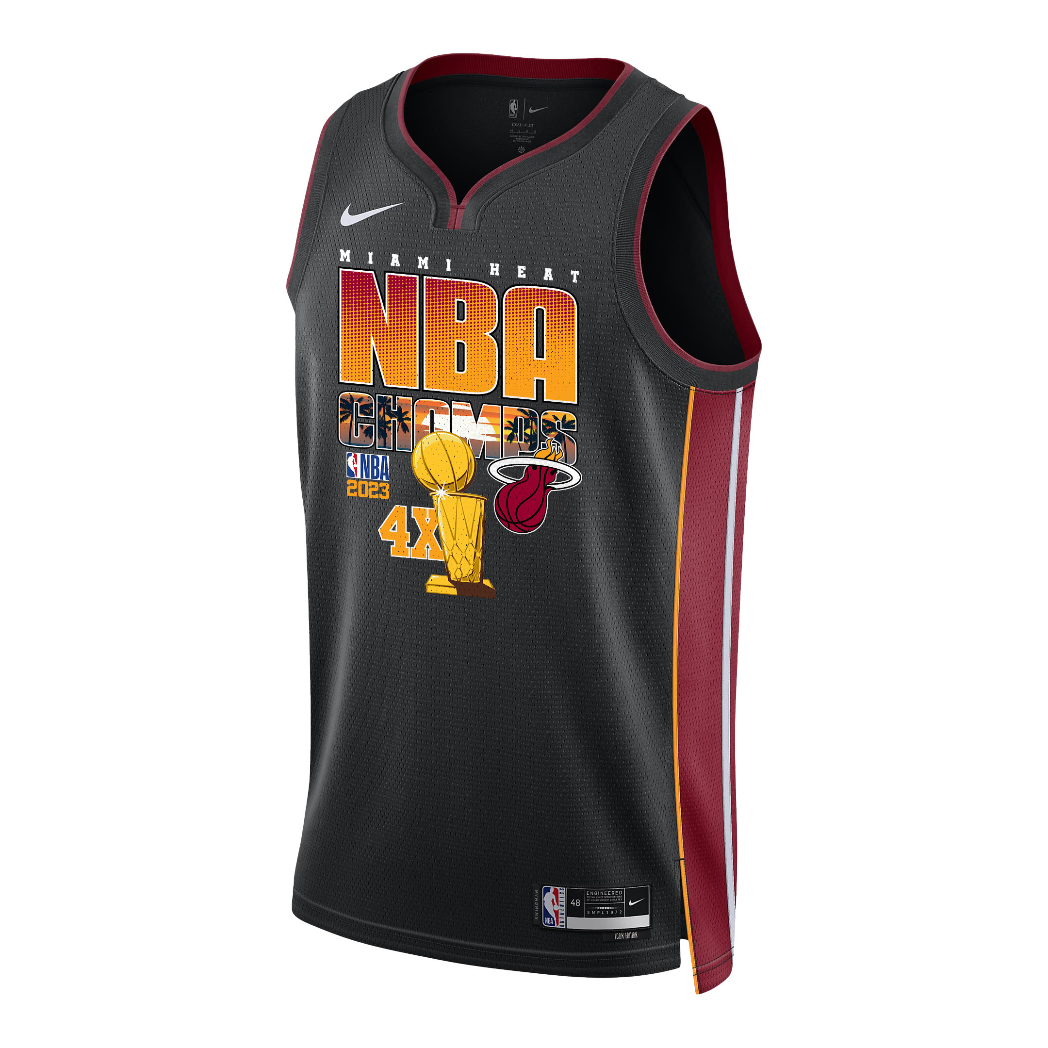Miami Heat 4X Finals Champions 2023 Swingman Black NBA Jersey Men's