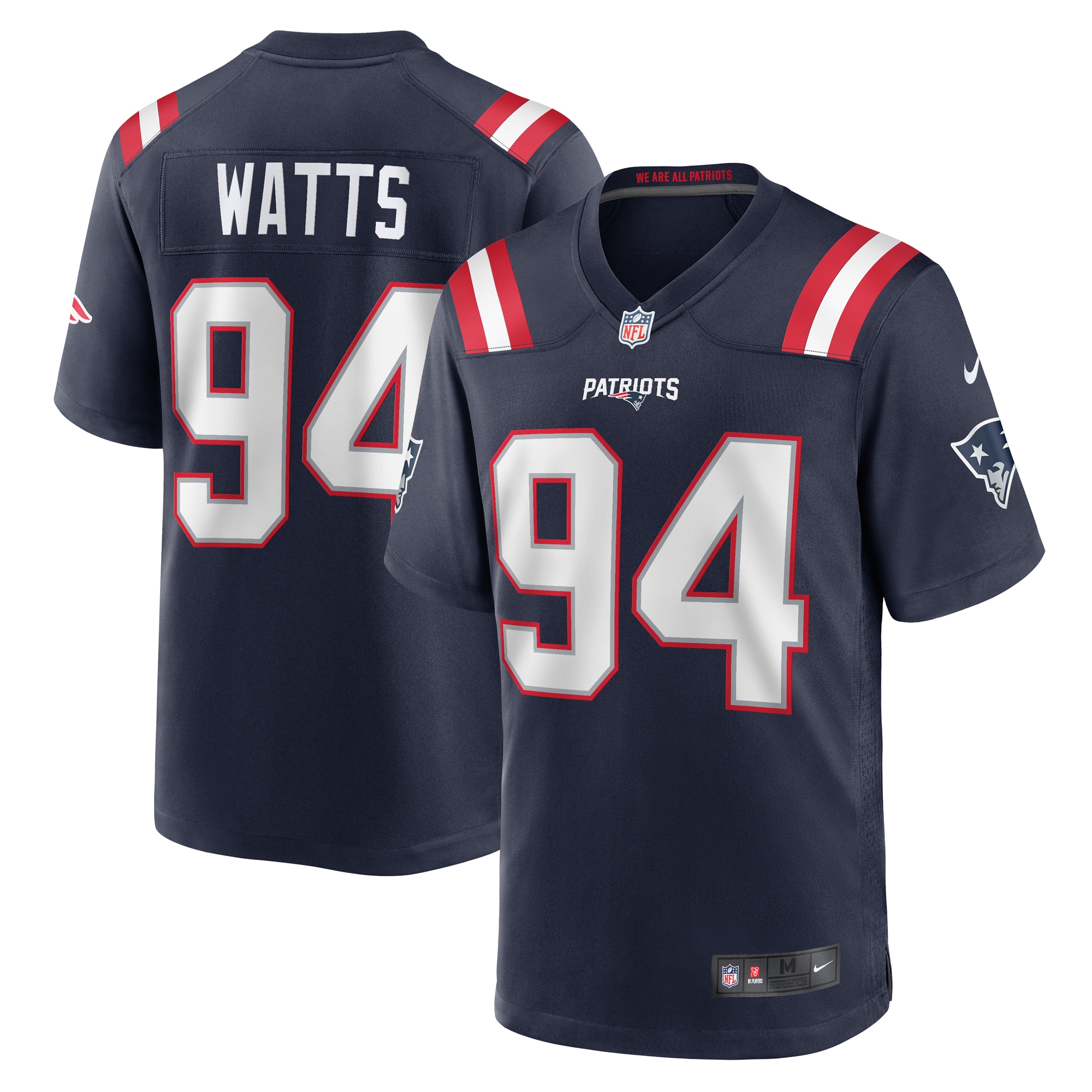 New England Patriots Armon Watts Navy Game NFL Jersey Men's
