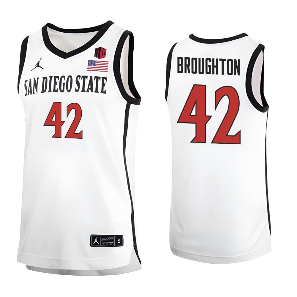 Triston Broughton 42 San Diego State Aztecs 2023 MW Logo- Me White NCAA Jersey Men's