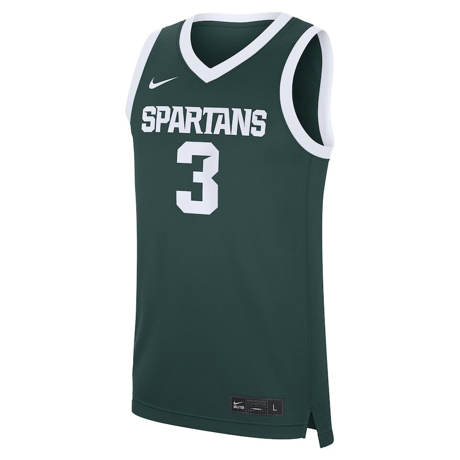 Jaden Akins 3 Michigan State Spartans Green NCAA Jersey Men's