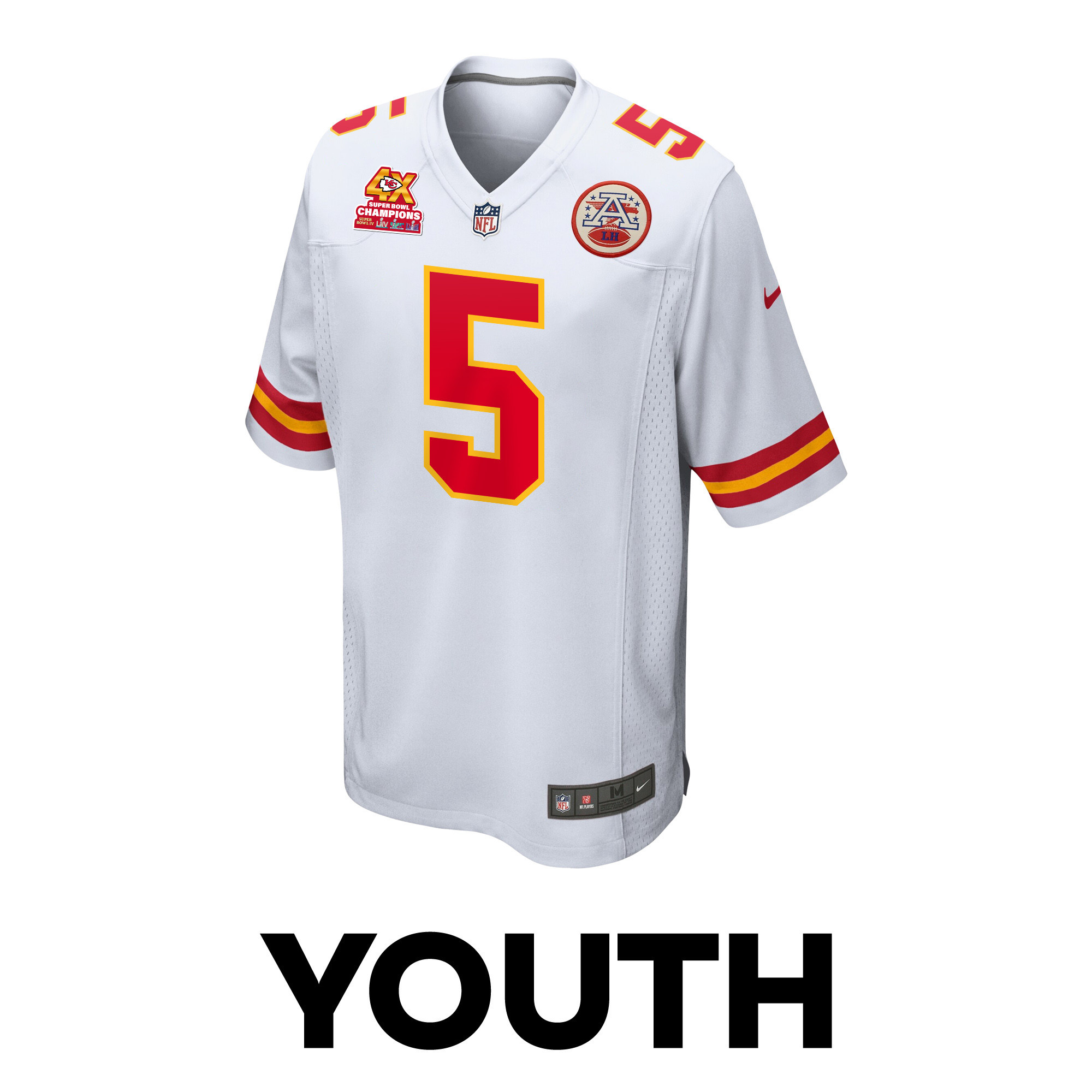 Tommy Townsend 5 Kansas City Chiefs Super Bowl LVIII Champions 4X Game White NFL Jersey Youth