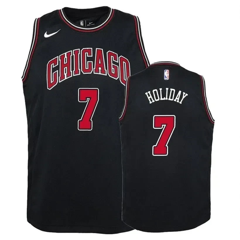 Bulls Justin Holiday 7 Statet Black NBA Jersey Youth