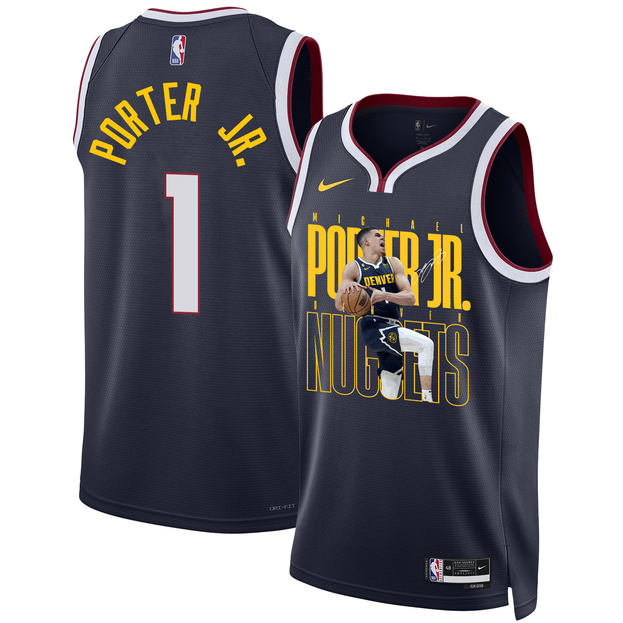 Michael Porter Jr. 1 Denver Nuggets Future Superstar 2023 Champions Swingman Black NBA Jersey Men's