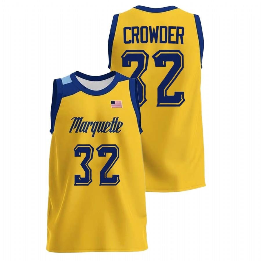 Marquette Golden Eagles 22 Jae Crowder Gold College NCAA Jersey Men's