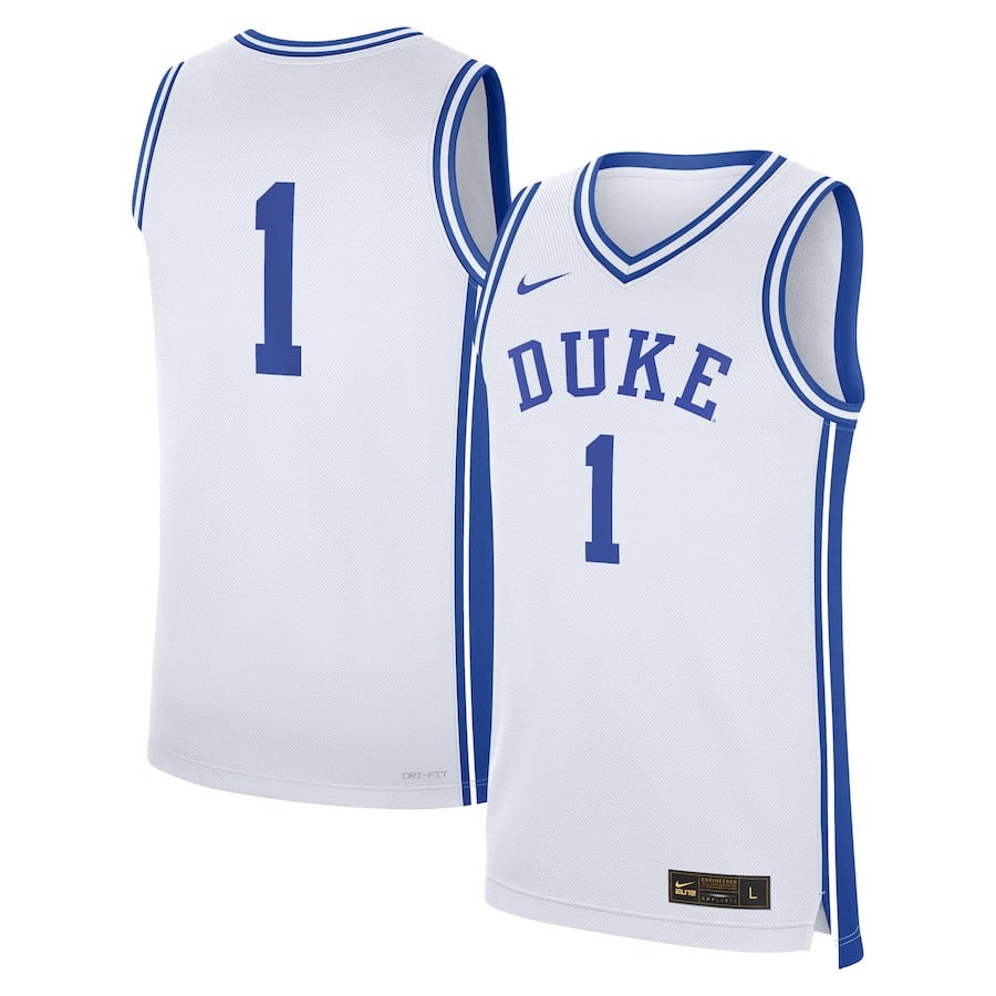 Duke Blue Devils Home White #1 NCAA Jersey Men's