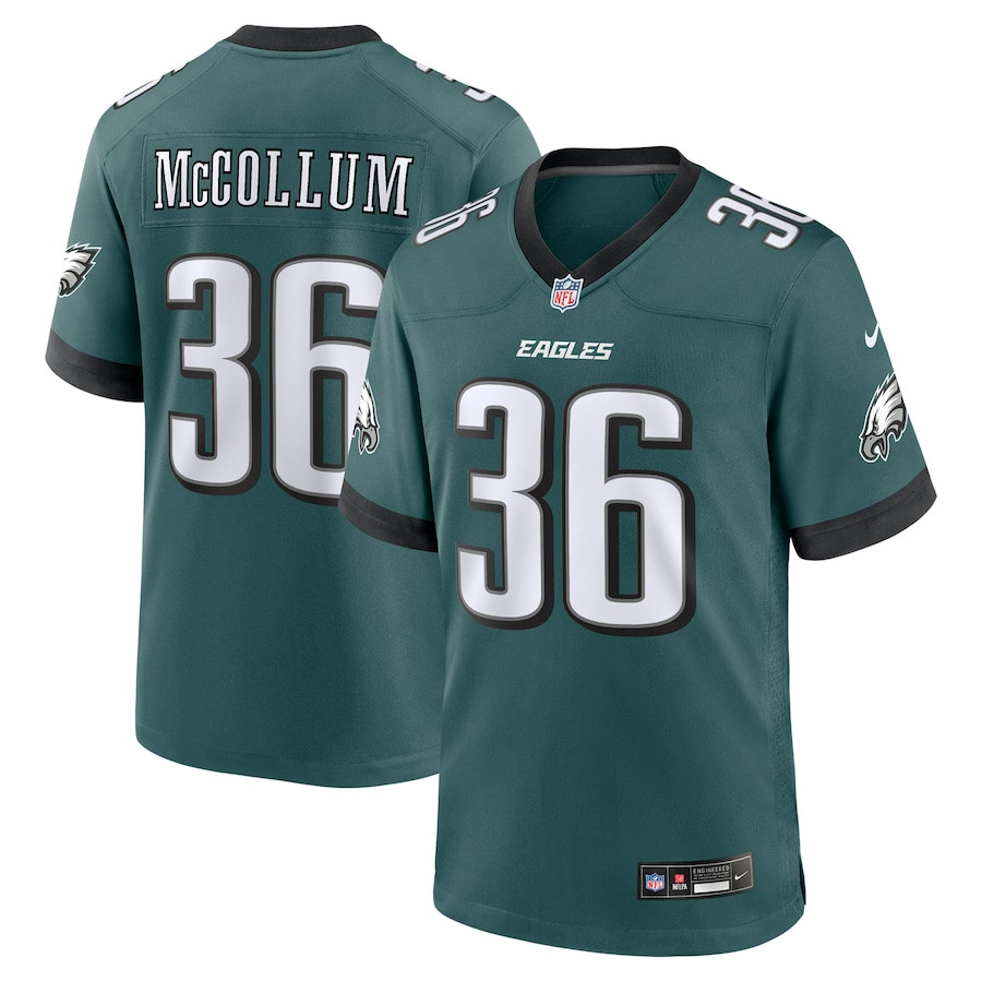 Tristin McCollum 36 Philadelphia Eagles Team Game Midnight Green NFL Jersey Men's