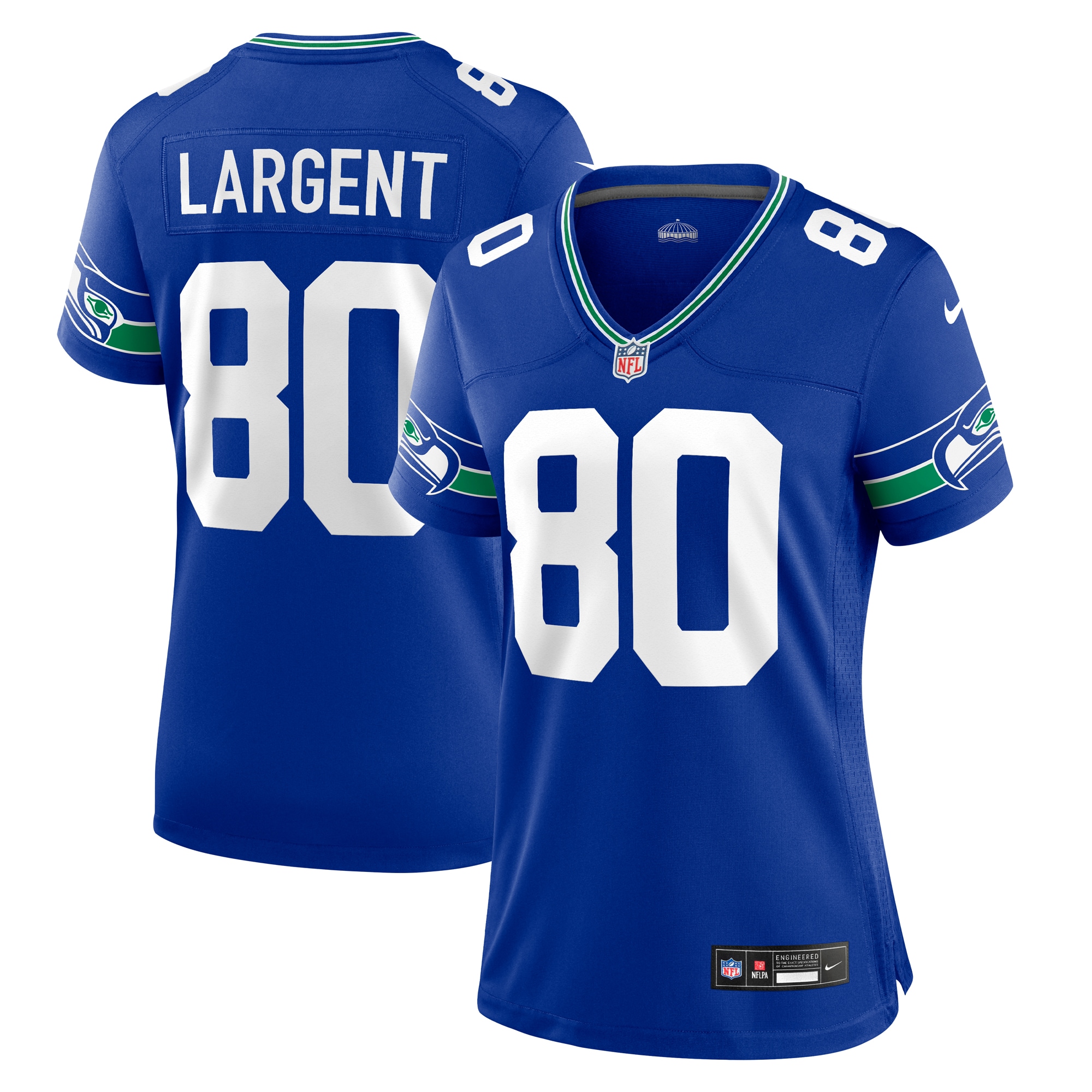 Seattle Seahawks Steve Largent Royal Throwback Retired Player Game NFL Jersey Women's