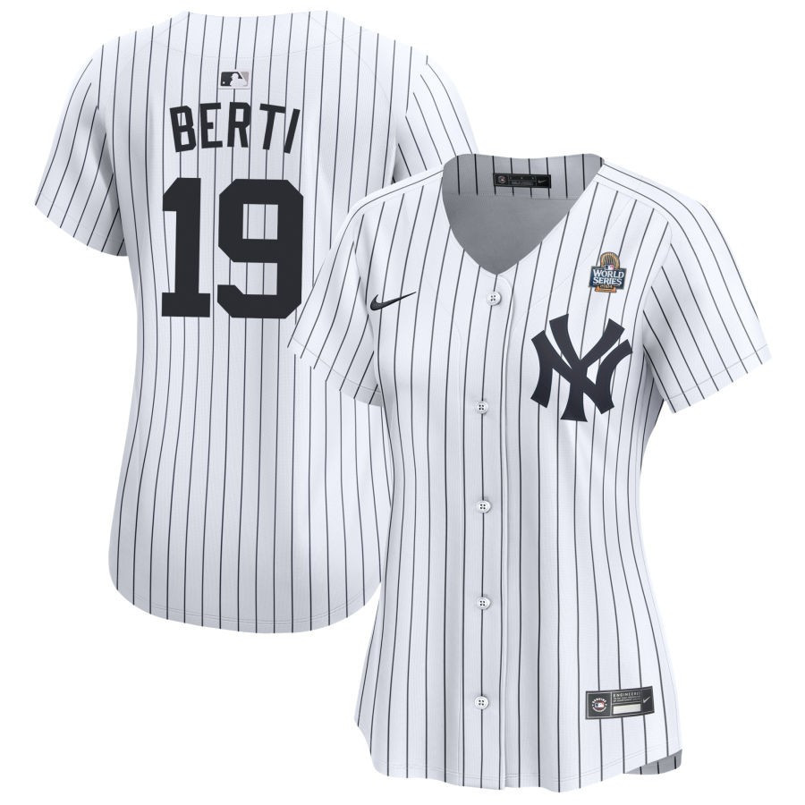 Jon Berti 19 New York Yankees 2024 World Series Home Limited White MLB Jersey Women's