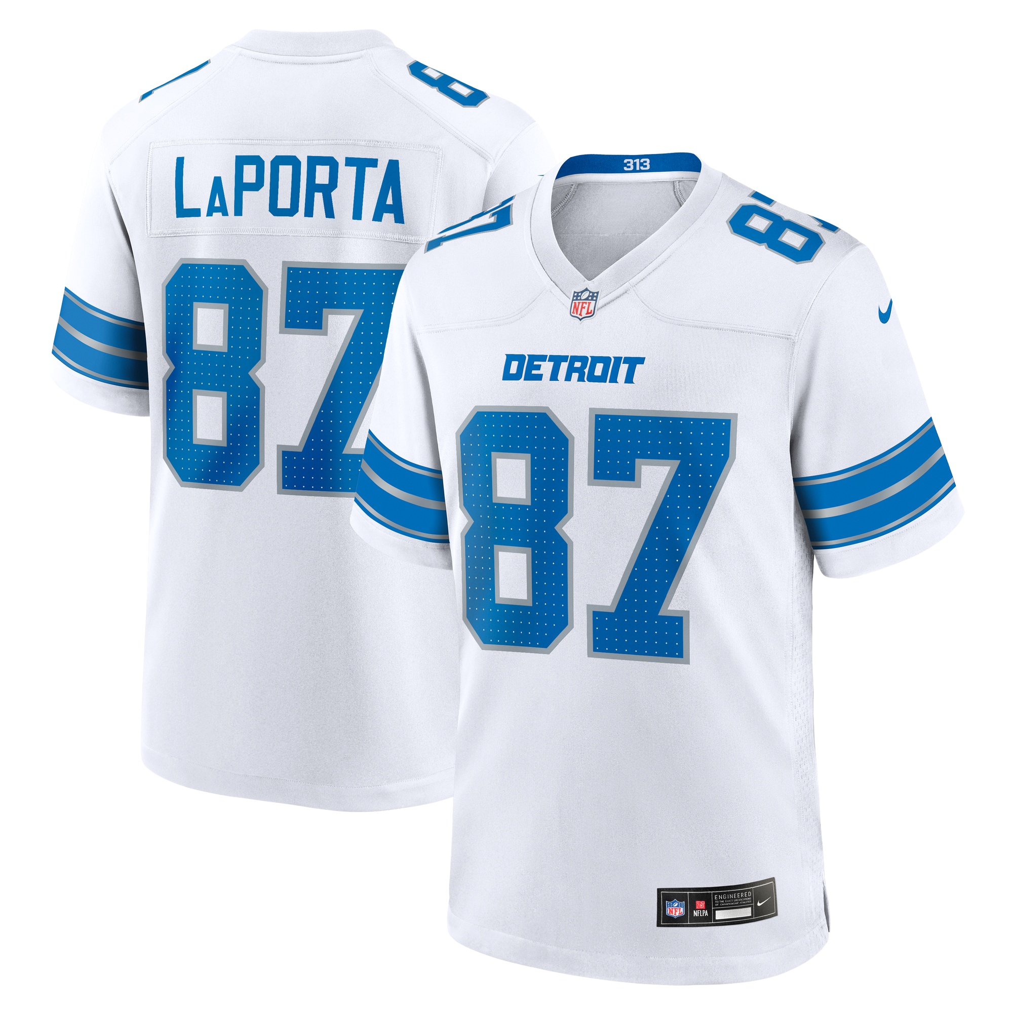 Detroit Lions Sam LaPorta White White Game NFL Jersey Men's