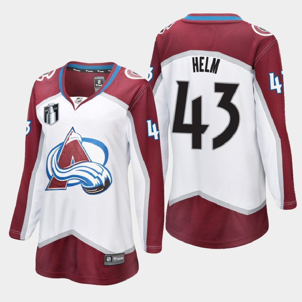 Colorado Avalanche Darren Helm 43 White 2022 Stanley Cup Final Away Women NHL Jersey Women's