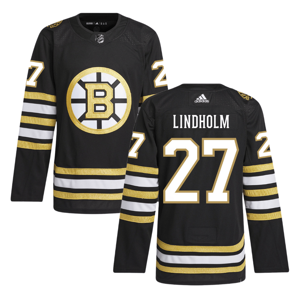 Hampus Lindholm 27 Boston Bruins 100th Anniversary Primegreen Home Black NHL Jersey Men's