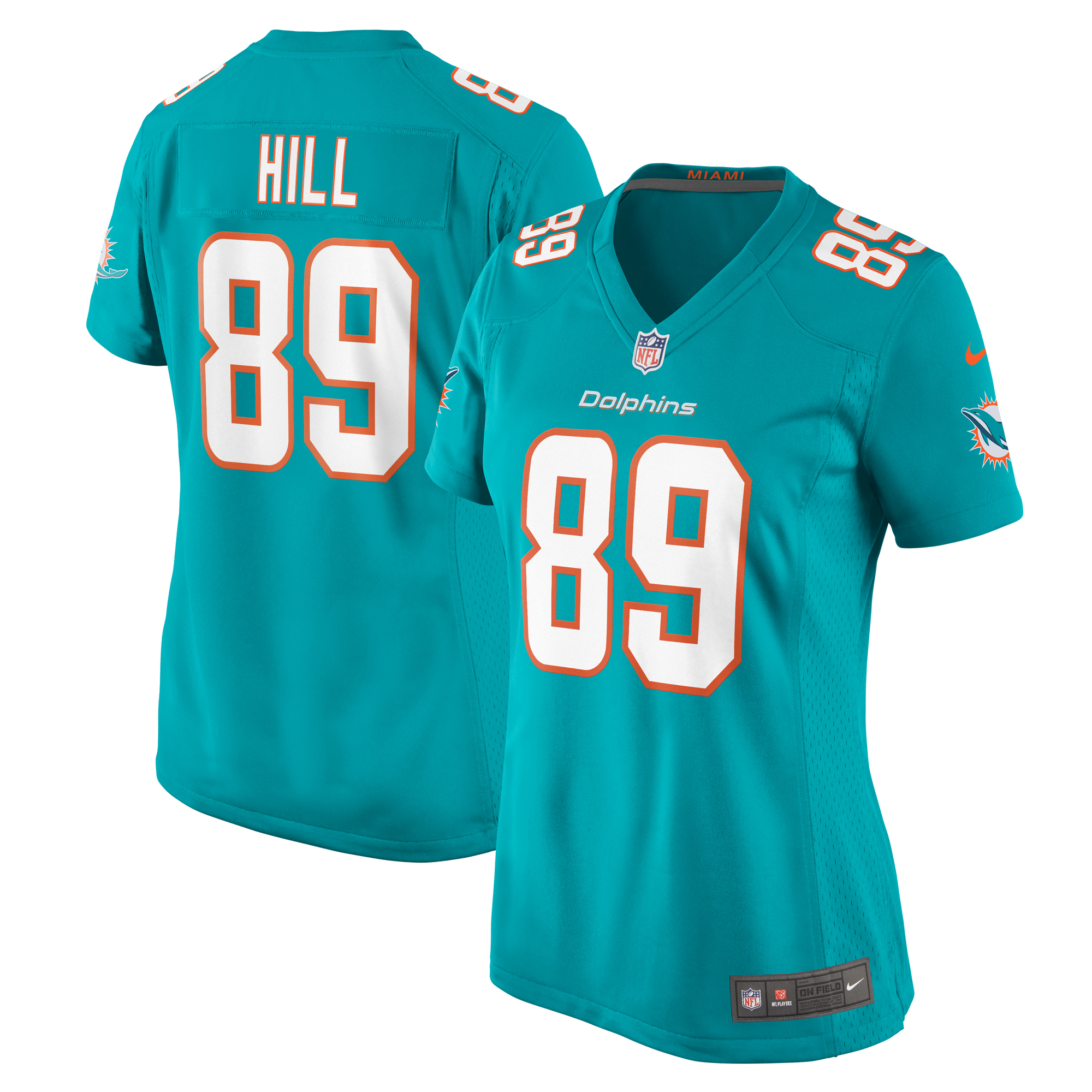 Miami Dolphins Julian Hill Aqua Game NFL Jersey Women's