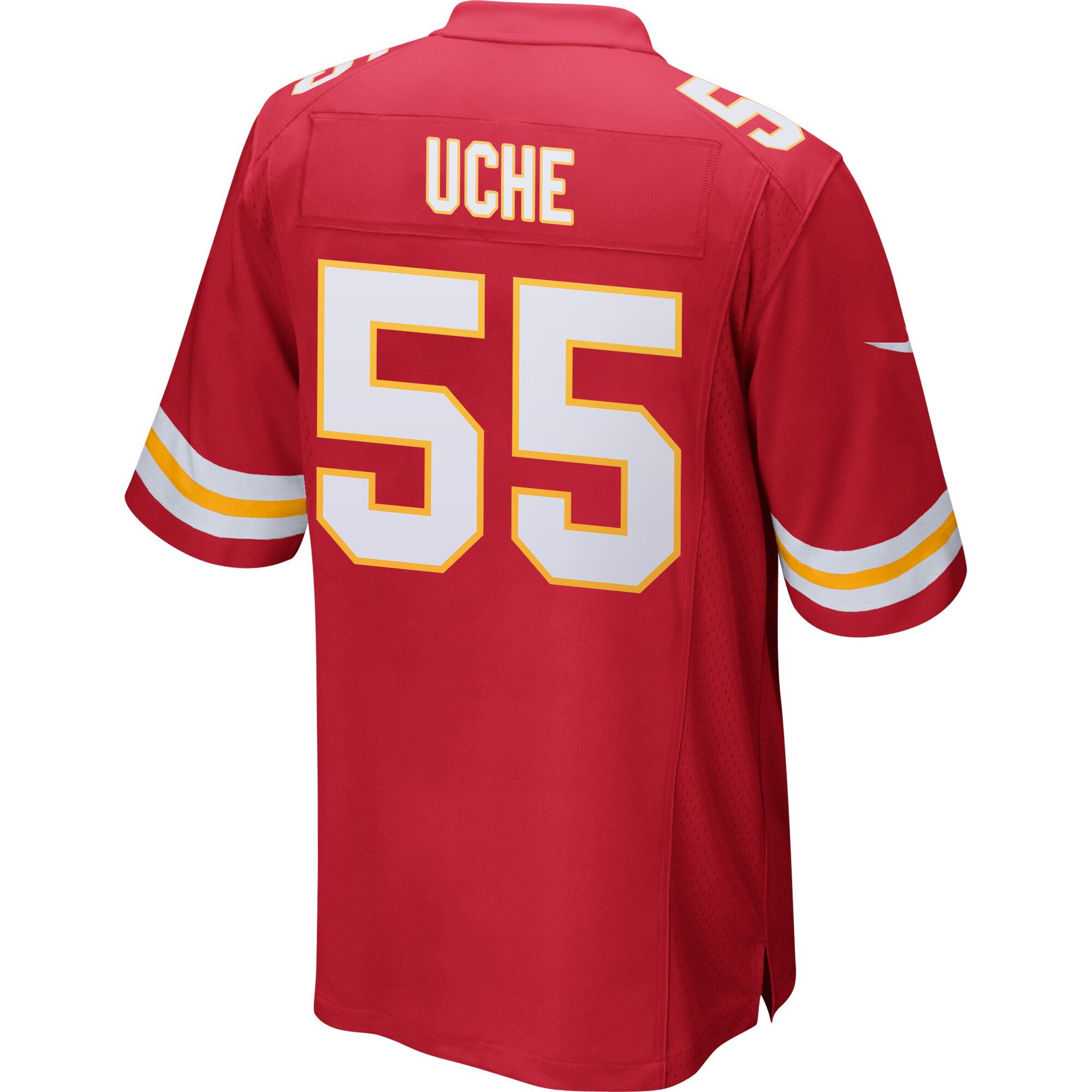 Joshua Uche 55 Kansas City Chiefs Super Bowl LIX Champions Patch New Orleans Where Legends Are Made' EMBROIDERED Game Red NFL Jersey Men's