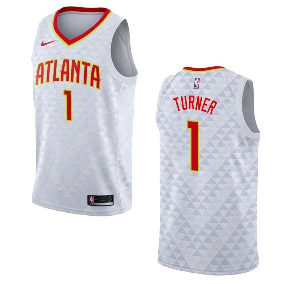 Atlanta Hawks 1 Evan Turner Association Swingman White NBA Jersey Men's