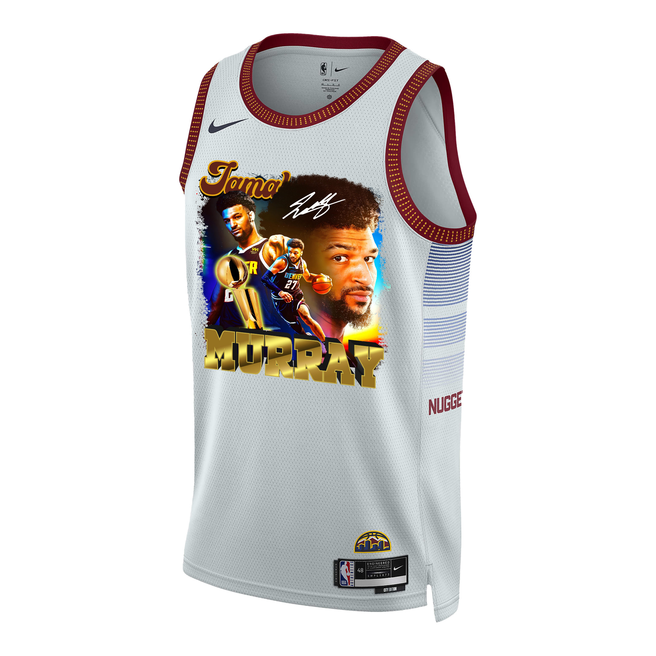 Jamal Murray 27 Denver Nuggets Exciting Guard 2023 Champions Swingman White NBA Jersey Men's