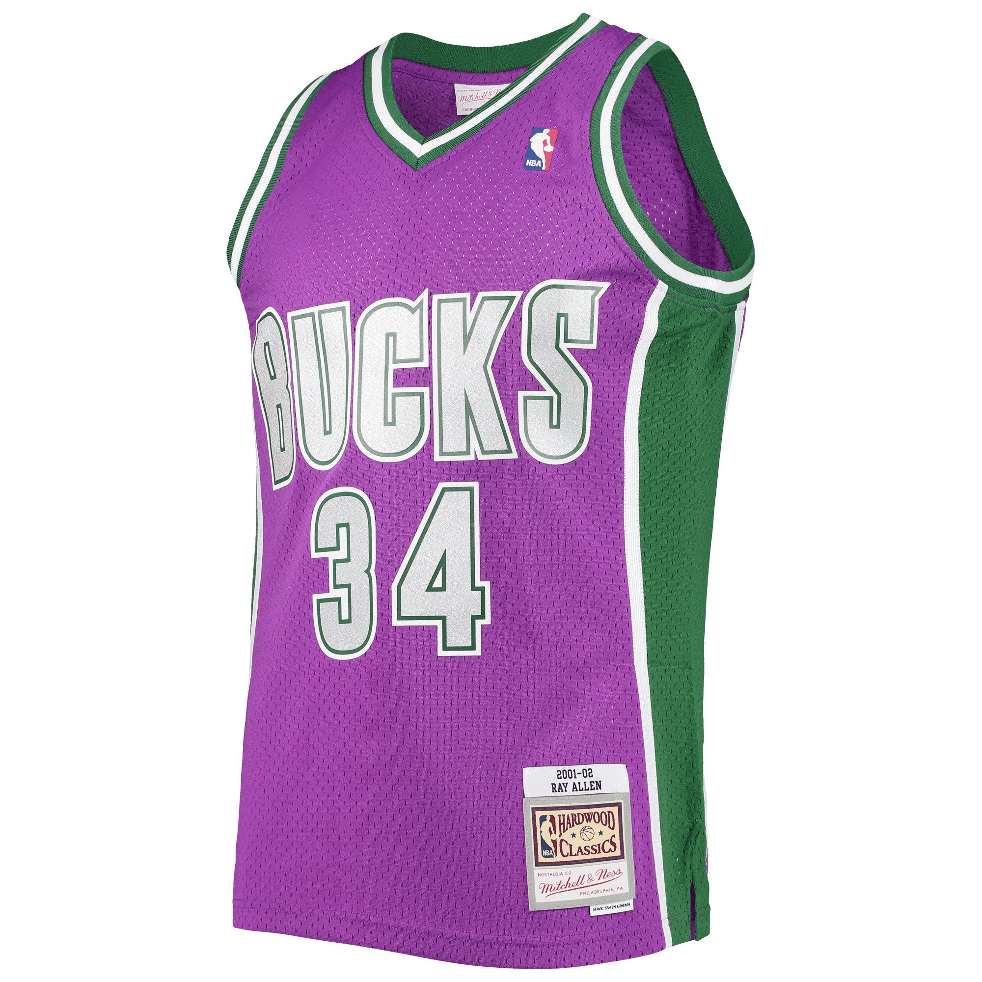 Ray Allen Milwaukee Bucks Mitchell Ness Hardwood Classics Swingman Purple NBA Jersey Men's