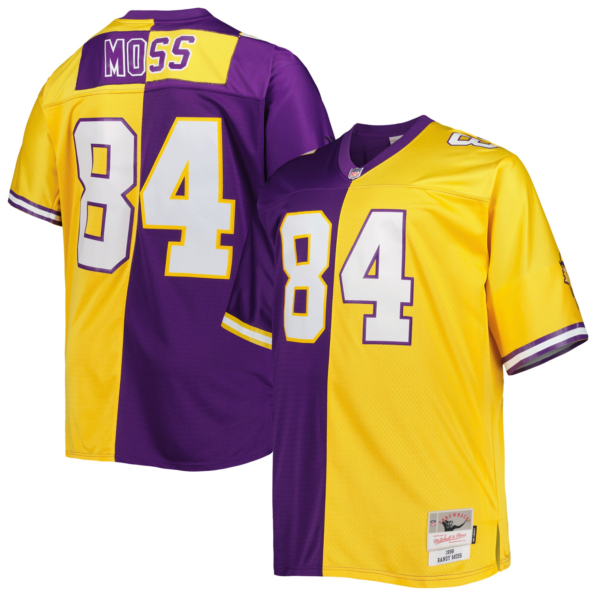 Minnesota Vikings Randy Moss Mitchell Ness Purple/Gold Big Tall Split Legacy Retired Player NFL Jersey Men's