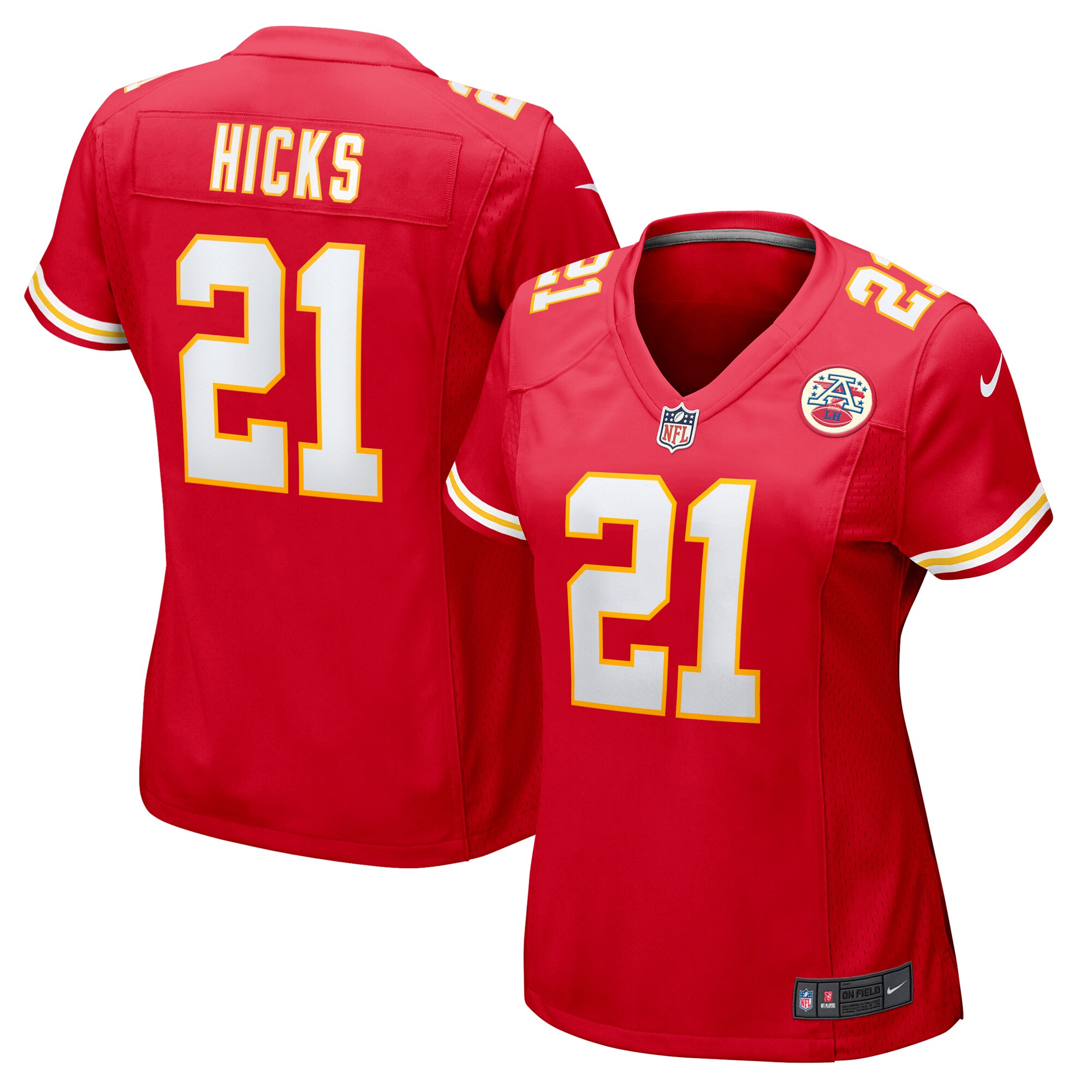 Kansas City Chiefs Jaden Hicks Red Game NFL Jersey Women's