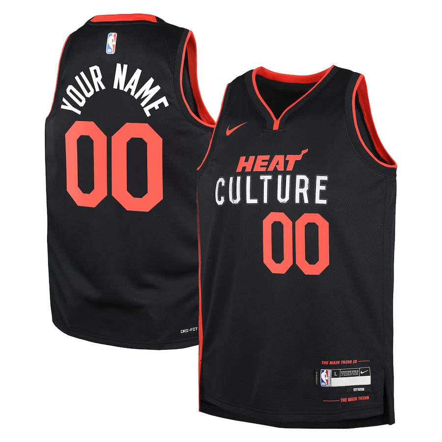 Miami Heat 2023/24 City Edition Swingman Custom Black NBA Jersey Youth