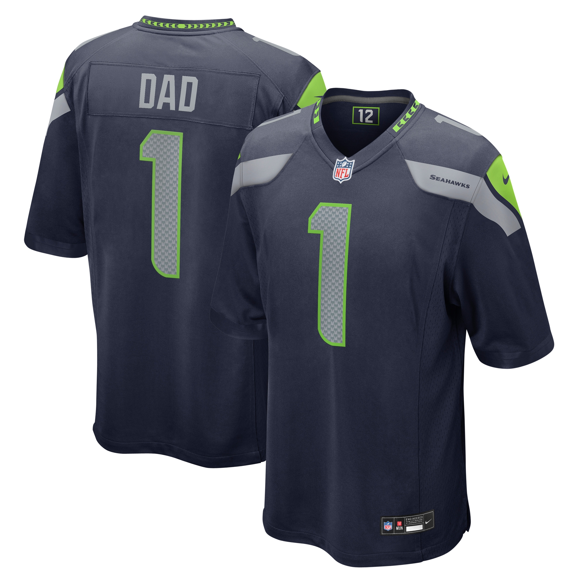 Seattle Seahawks Number 1 Dad College Navy Game NFL Jersey Men's