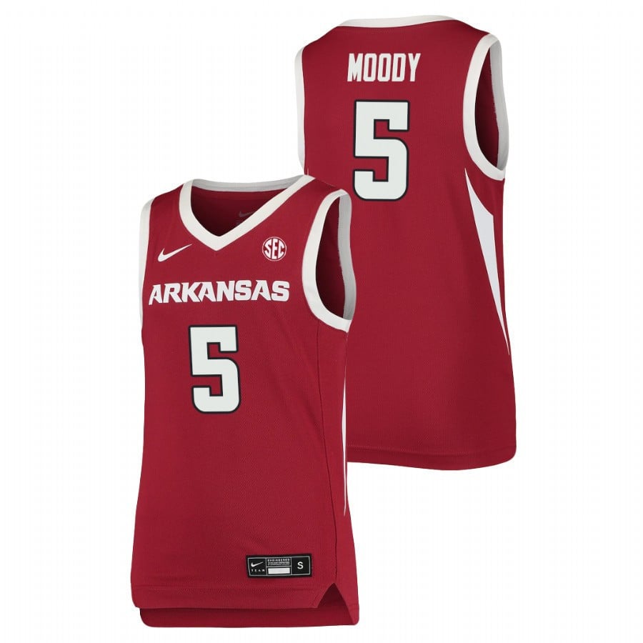 Arkansas Razorbacks 2023 5 Cardinal Moses Moody Team NCAA Jersey Youth