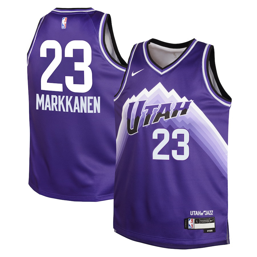 Lauri Markkanen 23 Utah Jazz 2023/24 City Edition Swingma Purple NBA Jersey Youth