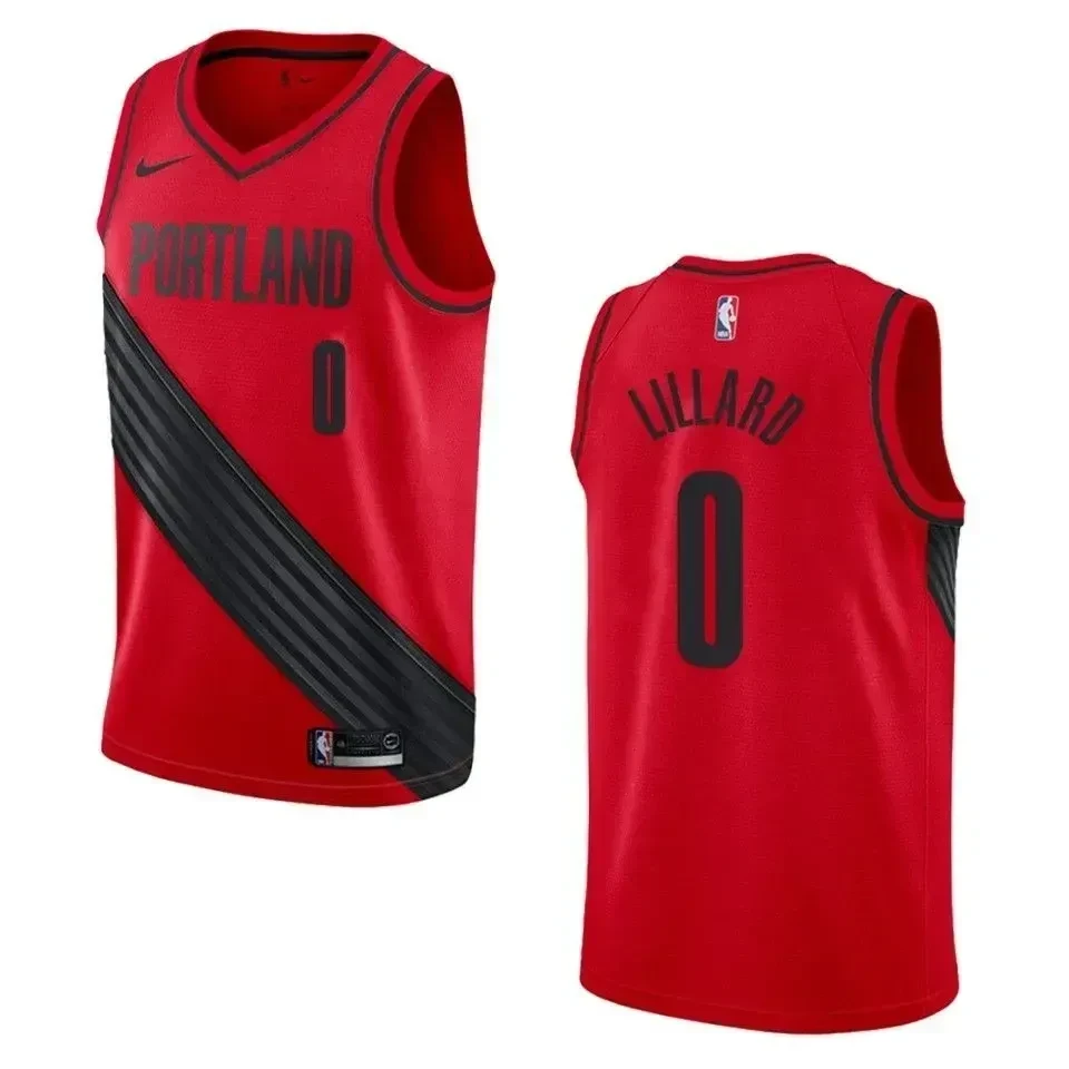 Portland Trail Blazers 0 Damian Lillard Statement Swingman Red NBA Jersey Men's