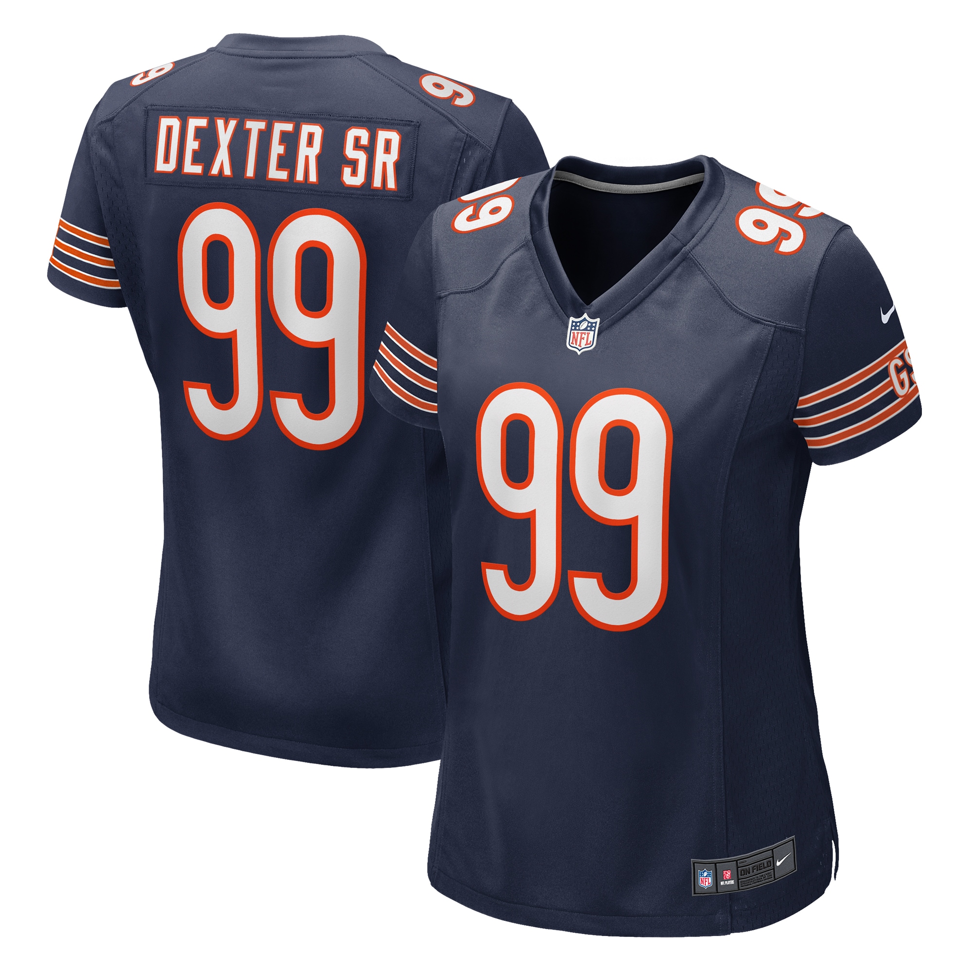 Chicago Bears Gervon Dexter Sr. Navy Game NFL Jersey Women's