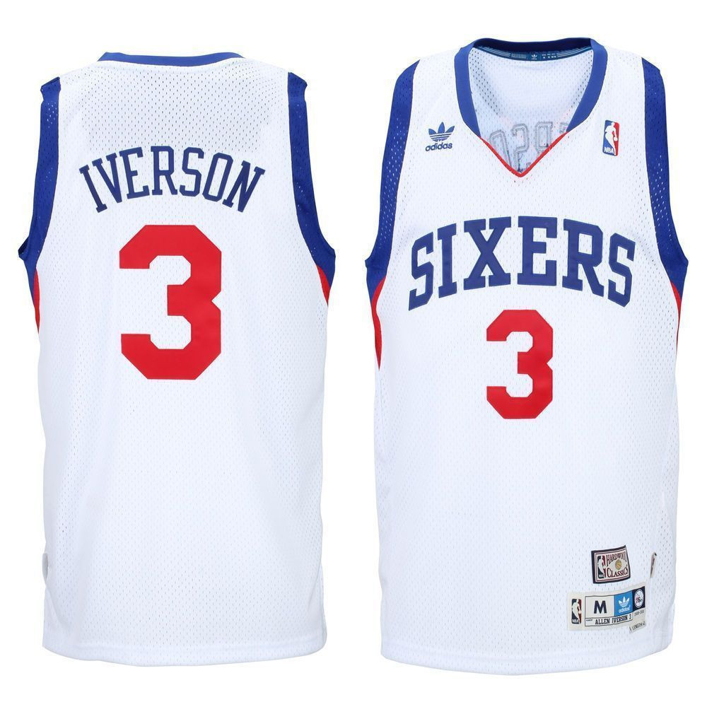 Allen Iverson Philadelphia 76ers White Hardwood Classics Swingman NBA Jersey Men's