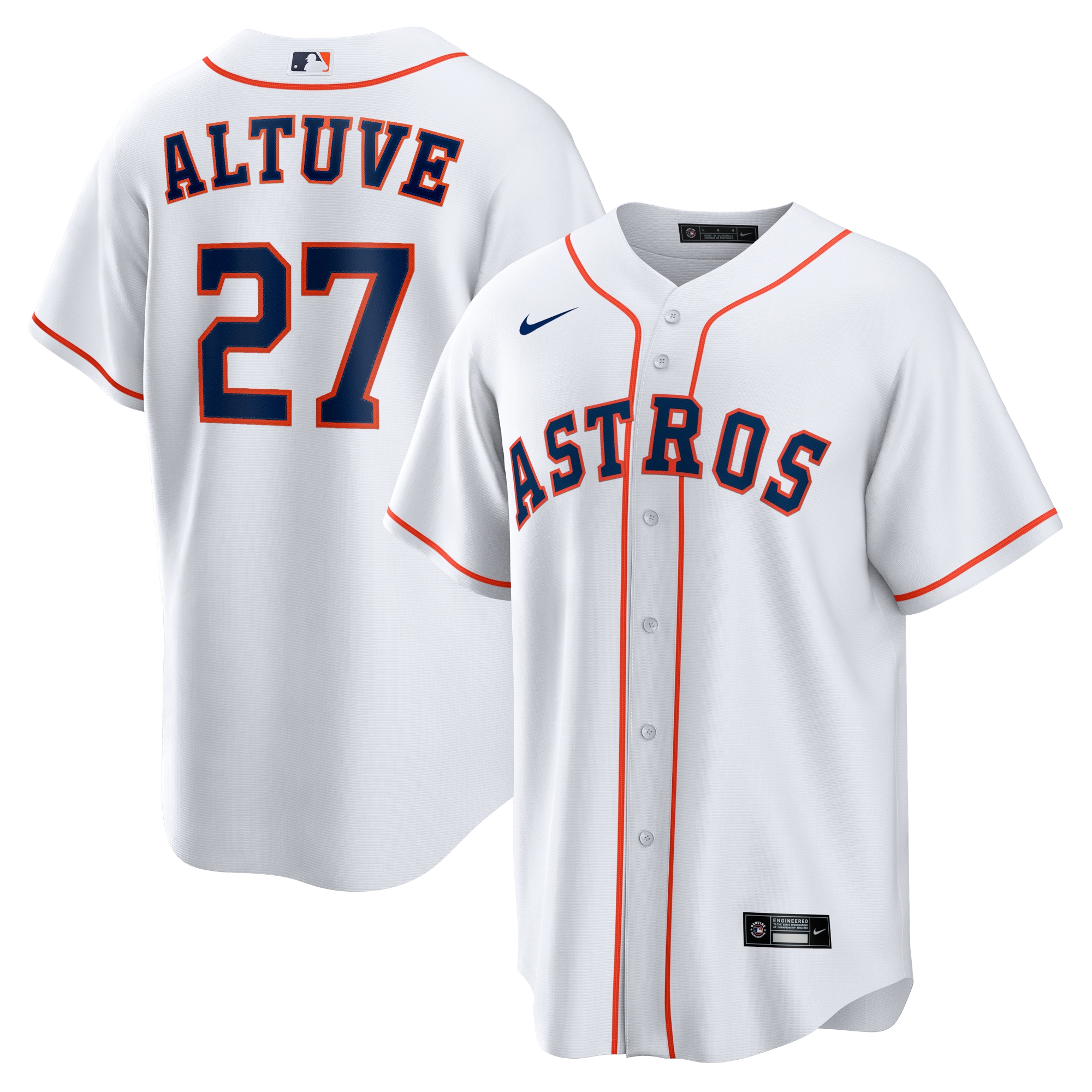 Houston Astros Jose Altuve White Home Player Name MLB Jersey Men's