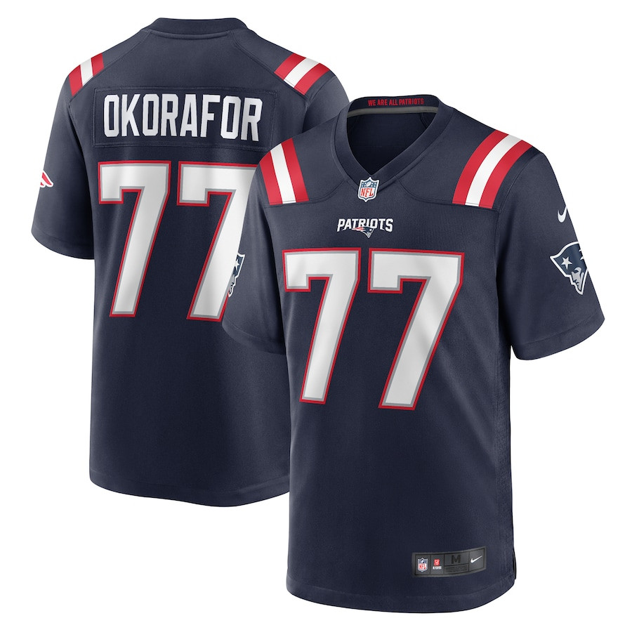 Chukwuma Okorafor 77 New England Patriots Team Game Navy NFL Jersey Men's